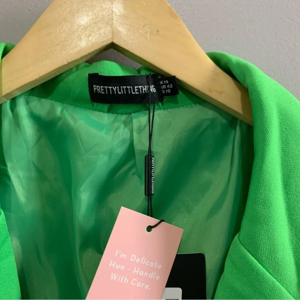 Pretty little things oversized bright green button front blazer